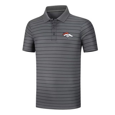 Men's Denver Broncos Anthracite Collection Striped Performance Pique Polo