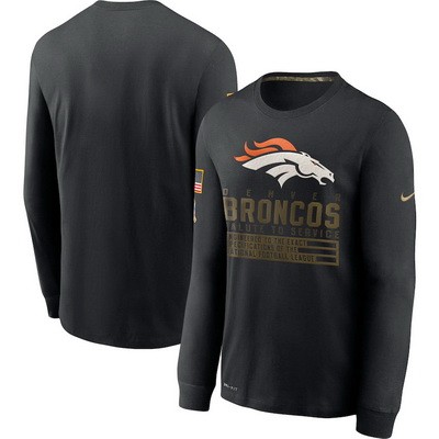 Men's Denver Broncos Black 2020 Salute To Service Long Sleeves T Shirt 215