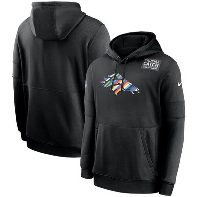 Men's Denver Broncos Black Crucial Catch Sideline Performance Pullover Hoodie