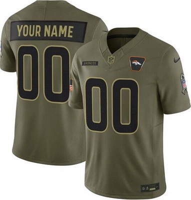 Men's Denver Broncos Custom Limited Green 2025 Salute To Service Jersey
