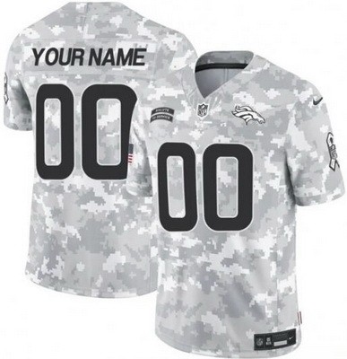 Men's Denver Broncos Customized Limited Arctic Camo 2024 Salute to Service Jersey