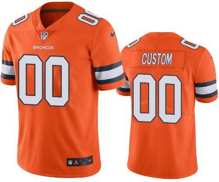 Men's Denver Broncos Customized Limited Orange Rush Color Jersey