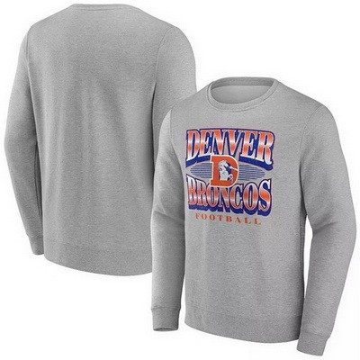 Men's Denver Broncos Gray Chance Throwback Fleece Pullover Sweatshirt