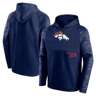 Men's Denver Broncos Navy Shade Defender Raglan Pullover Hoodie