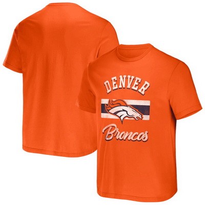 Men's Denver Broncos Orange NFL x Darius Rucker Collection Stripe T Shirt