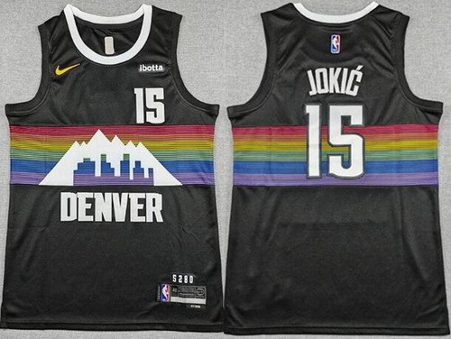Men's Denver Nuggets #15 Nikola Jokic Black 20025 City Sponsor Swingman Jersey