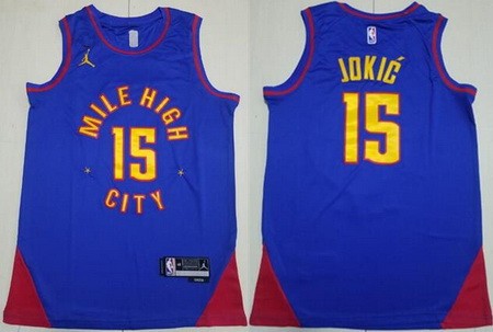 Men's Denver Nuggets #15 Nikola Jokic Blue Statement Icon Swingman Jersey