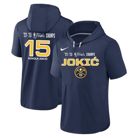 Men's Denver Nuggets #15 Nikola Jokic Navy 2023 Finals Champions Hoodie T Shirt 306019