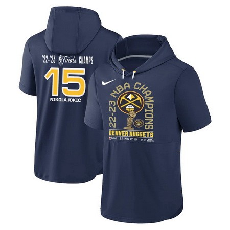 Men's Denver Nuggets #15 Nikola Jokic Navy 2023 Finals Champions Hoodie T Shirt 306024