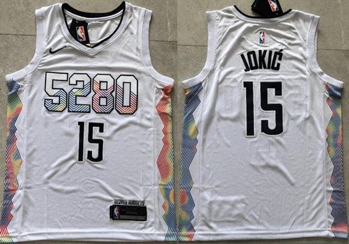 Men's Denver Nuggets #15 Nikola Jokic White 2024 City Swingman Jersey