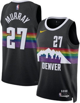 Men's Denver Nuggets #27 Jamal Murray Black 2025 City Heat Press Jersey
