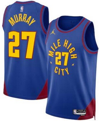 Men's Denver Nuggets #27 Jamal Murray Blue Statement Heat Press Jersey