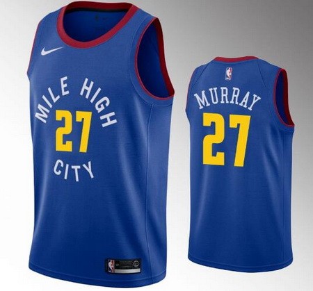 Men's Denver Nuggets #27 Jamal Murray Blue Statement Icon Hot Press Jersey