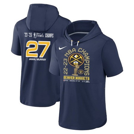 Men's Denver Nuggets #27 Jamal Murray Navy 2023 Finals Champions Hoodie T Shirt 306029