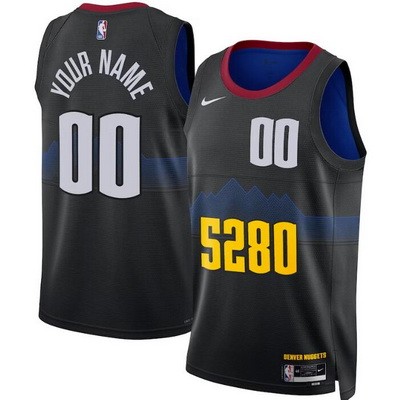 Men's Denver Nuggets Custom Black 2023 City Icon Heat Press Jersey
