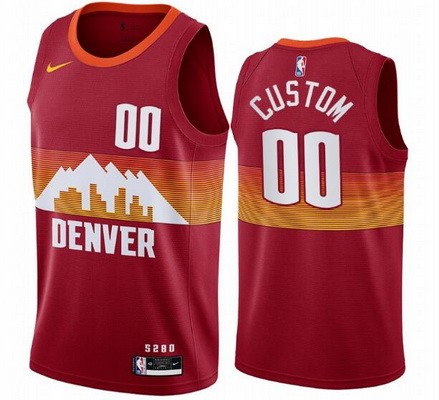 Men's Denver Nuggets Custom Red 2021 City Icon Hot Press Jersey