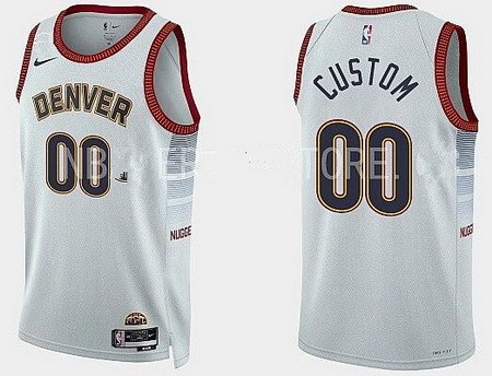 Men's Denver Nuggets Custom White 2022 City Icon Heat Press Jersey