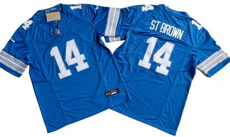 Men's Detroit Lions #14 Amon Ra St Brown Limited Blue 2024 FUSE Vapor Jersey