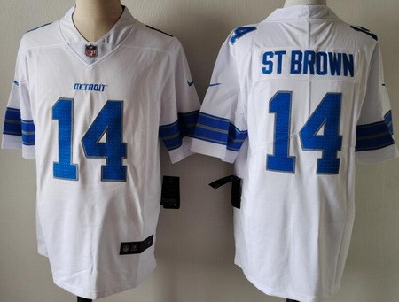 Men's Detroit Lions #14 Amon Ra St Brown Limited White Vapor Jersey