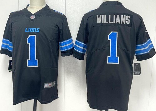 Men's Detroit Lions #1 Jameson Williams Limited Black Vapor Jersey