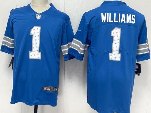 Men's Detroit Lions #1 Jameson Williams Limited Blue Vapor Jersey