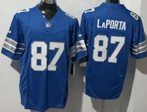 Men's Detroit Lions #87 Sam Laporta Limited Blue FUSE Vapor Jersey