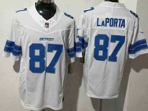 Men's Detroit Lions #87 Sam Laporta Limited White FUSE Vapor Jersey