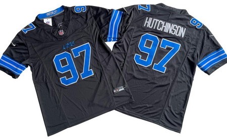 Men's Detroit Lions #97 Aidan Hutchinson Limited Black 2024 FUSE Vapor Jersey