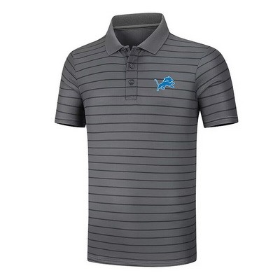 Men's Detroit Lions Anthracite Collection Striped Performance Pique Polo