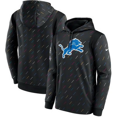 Men's Detroit Lions Black 2021 Crucial Catch Therma Pullover Hoodie