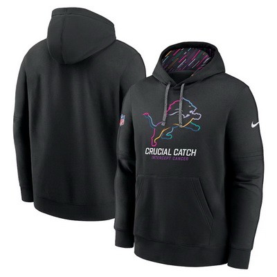 Men's Detroit Lions Black 2024 Crucial Catch Club Pullover Hoodie