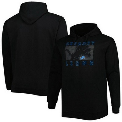 Men's Detroit Lions Black Printed Pullover Hoodie 302600