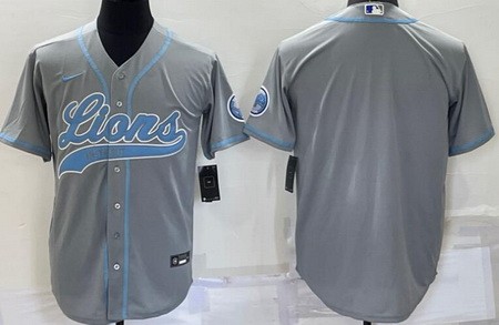 Men's Detroit Lions Blank Limited Gray Baseball Jersey