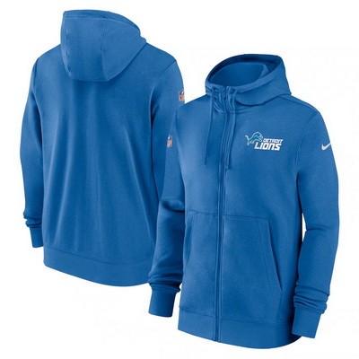 Men's Detroit Lions Blue Sideline Club Performance Full Zip Hoodie