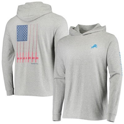 Men's Detroit Lions Gray Vineyard Vines Hoodie Long Sleeve T Shirt