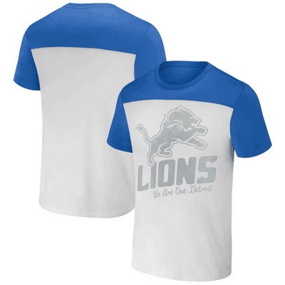 Men's Detroit Lions White NFL x Darius Rucker Collection Colorblocked T Shirt