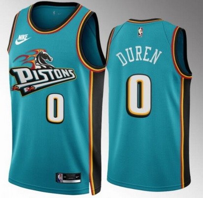 Men's Detroit Pistons #0 Jalen Duren Teal Classic Icon Hot Press Jersey