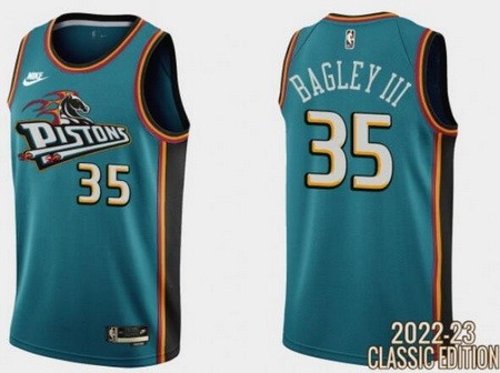 Men's Detroit Pistons #35 Marvin Bagley III Teal Classic Icon Hot Press Jersey