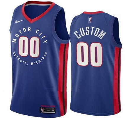 Men's Detroit Pistons Custom Blue 2021 City Icon Hot Press Jersey