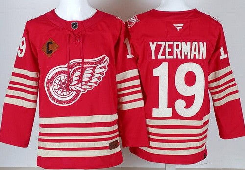 Men's Detroit Red Wings #19 Steve Yzerman Red Centennial Authentic Jersey