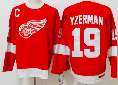Men's Detroit Red Wings #19 Steve Yzerman Red Throwback Jersey