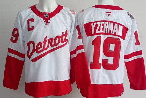 Men's Detroit Red Wings #19 Steve Yzerman White 2025 Stadium Series Authentic Jersey
