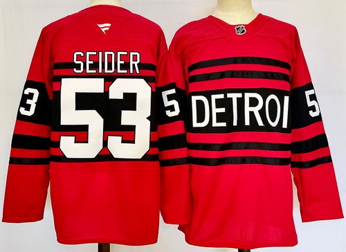 Men's Detroit Red Wings #53 Moritz Seider Red Alternate Authentic Jersey