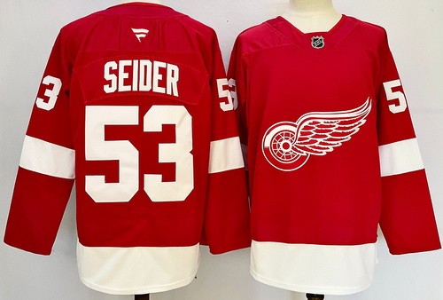 Men's Detroit Red Wings #53 Moritz Seider Red Authentic Jersey