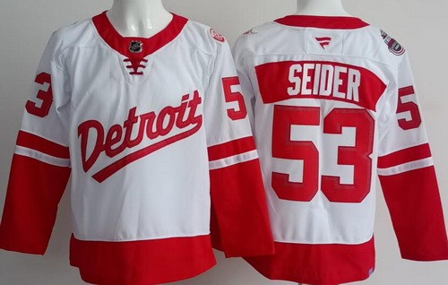 Men's Detroit Red Wings #53 Moritz Seider White 2025 Stadium Series Authentic Jersey