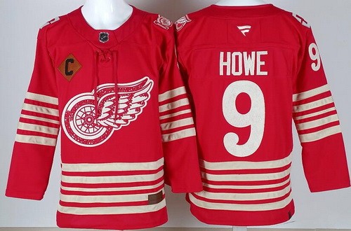 Men's Detroit Red Wings #9 Gordie Howe Red Centennial Authentic Jersey