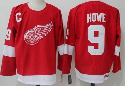 Men's Detroit Red Wings #9 Gordie Howe Red Throwback Jersey