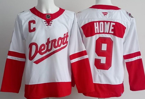 Men's Detroit Red Wings #9 Gordie Howe White 2025 Stadium Series Authentic Jersey