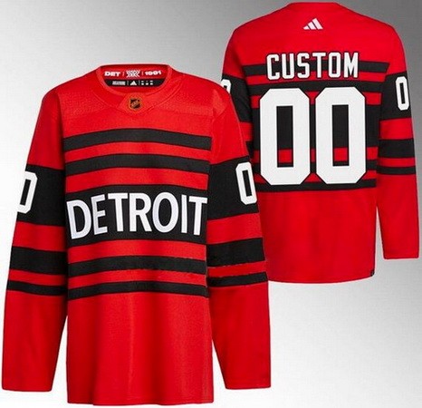 Men's Detroit Red Wings Customized Red Black 2022 Reverse Retro Authentic Jersey