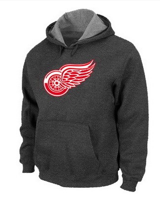 Men's Detroit Red Wings Dark Gray Printed Pullover Hoodie